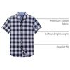 image:imageAlimens amp Gentle Plaid Mens Short Sleeve Button Down Shirts with Pocket  LightweightButtonDown CollarRegular FitExcellent ColorsBreathableCasualCotton BlendEasy CareNavy Blue Plaid