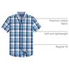 image:imageAlimens amp Gentle Plaid Mens Short Sleeve Button Down Shirts with Pocket  LightweightButtonDown CollarRegular FitExcellent ColorsBreathableCasualCotton BlendEasy CareBlack Blue Plaid