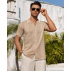 image:imageAlimens amp Gentle Tan Button Down Shirt Men Knit Textured Short Sleeve Shirt Summer Beach Stretch Vintage Shirts XL