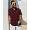 image:imageMens Cuban Guayabera Short Sleeve Button Down Shirt Casual Beach Summer  Lightweight Breathable Collared Untucked Daily Wear Cruise Dinner Resort Walk Vacation Party Wedding SolidBurgundy