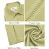 image:imageMens Cuban Guayabera Short Sleeve Button Down Shirt Casual Beach Summer  Lightweight Breathable Collared Untucked Daily Wear Cruise Dinner Resort Walk Vacation Party Wedding SolidYellow Green
