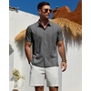 image:imageMens Cuban Guayabera Short Sleeve Button Down Shirt Casual Beach Summer  Lightweight Breathable Collared Untucked Daily Wear Cruise Dinner Resort Walk Vacation Party Wedding SolidDeep Grey