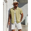 image:imageMens Cuban Guayabera Short Sleeve Button Down Shirt Casual Beach Summer  Lightweight Breathable Collared Untucked Daily Wear Cruise Dinner Resort Walk Vacation Party Wedding SolidYellow Green