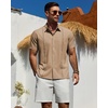 image:imageMens Cuban Guayabera Short Sleeve Button Down Shirt Casual Beach Summer  Lightweight Breathable Collared Untucked Daily Wear Cruise Dinner Resort Walk Vacation Party Wedding SolidKahki
