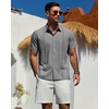 image:imageMens Cuban Guayabera Short Sleeve Button Down Shirt Casual Beach Summer  Lightweight Breathable Collared Untucked Daily Wear Cruise Dinner Resort Walk Vacation Party Wedding SolidGrey