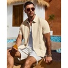 image:imageMens Cuban Guayabera Short Sleeve Button Down Shirt Casual Beach Summer  Lightweight Breathable Collared Untucked Daily Wear Cruise Dinner Resort Walk Vacation Party Wedding SolidBeige
