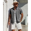 image:imageMens Cuban Guayabera Short Sleeve Button Down Shirt Casual Beach Summer  Lightweight Breathable Collared Untucked Daily Wear Cruise Dinner Resort Walk Vacation Party Wedding SolidDeep Grey