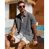 image:imageMens Cuban Guayabera Short Sleeve Button Down Shirt Casual Beach Summer  Lightweight Breathable Collared Untucked Daily Wear Cruise Dinner Resort Walk Vacation Party Wedding SolidDeep Grey