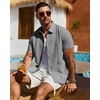 image:imageMens Cuban Guayabera Short Sleeve Button Down Shirt Casual Beach Summer  Lightweight Breathable Collared Untucked Daily Wear Cruise Dinner Resort Walk Vacation Party Wedding SolidGrey