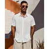 image:imageMens Cuban Guayabera Short Sleeve Button Down Shirt Casual Beach Summer  Lightweight Breathable Collared Untucked Daily Wear Cruise Dinner Resort Walk Vacation Party Wedding SolidWhite