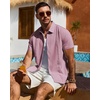 image:imageMens Cuban Guayabera Short Sleeve Button Down Shirt Casual Beach Summer  Lightweight Breathable Collared Untucked Daily Wear Cruise Dinner Resort Walk Vacation Party Wedding SolidCoral Pink