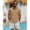 image:imageMens Cuban Guayabera Short Sleeve Button Down Shirt Casual Beach Summer  Lightweight Breathable Collared Untucked Daily Wear Cruise Dinner Resort Walk Vacation Party Wedding SolidTan