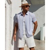 image:imageMens Cuban Guayabera Short Sleeve Button Down Shirt Casual Beach Summer  Lightweight Breathable Collared Untucked Daily Wear Cruise Dinner Resort Walk Vacation Party Wedding SolidSky Blue