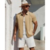 image:imageMens Cuban Guayabera Short Sleeve Button Down Shirt Casual Beach Summer  Lightweight Breathable Collared Untucked Daily Wear Cruise Dinner Resort Walk Vacation Party Wedding SolidYellow