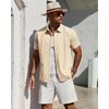 image:imageMens Cuban Guayabera Short Sleeve Button Down Shirt Casual Beach Summer  Lightweight Breathable Collared Untucked Daily Wear Cruise Dinner Resort Walk Vacation Party Wedding SolidBeige