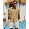 image:imageMens Cuban Guayabera Short Sleeve Button Down Shirt Casual Beach Summer  Lightweight Breathable Collared Untucked Daily Wear Cruise Dinner Resort Walk Vacation Party Wedding SolidYellow