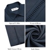 image:imageMens Cuban Guayabera Short Sleeve Button Down Shirt Casual Beach Summer  Lightweight Breathable Collared Untucked Daily Wear Cruise Dinner Resort Walk Vacation Party Wedding SolidNavy Blue