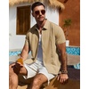 image:imageMens Cuban Guayabera Short Sleeve Button Down Shirt Casual Beach Summer  Lightweight Breathable Collared Untucked Daily Wear Cruise Dinner Resort Walk Vacation Party Wedding SolidYellow
