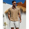image:imageMens Cuban Guayabera Short Sleeve Button Down Shirt Casual Beach Summer  Lightweight Breathable Collared Untucked Daily Wear Cruise Dinner Resort Walk Vacation Party Wedding SolidTan