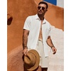 image:imageMens Cuban Guayabera Short Sleeve Button Down Shirt Casual Beach Summer  Lightweight Breathable Collared Untucked Daily Wear Cruise Dinner Resort Walk Vacation Party Wedding SolidWhite