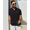 image:imageMens Cuban Guayabera Short Sleeve Button Down Shirt Casual Beach Summer  Lightweight Breathable Collared Untucked Daily Wear Cruise Dinner Resort Walk Vacation Party Wedding SolidBlack