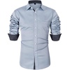 image:imageMens Dress Shirt Long Sleeve Wrinkle Free Button Down Shirt Business Casual  No Iron Contrast Color Collar Cuffs Formal Casual Versatile Graduation Office Party Regular Fit Breathable No FadingLight Blue
