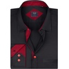 image:imageMens Dress Shirt Long Sleeve Wrinkle Free Button Down Shirt Business Casual  No Iron Contrast Color Collar Cuffs Formal Casual Versatile Graduation Office Party Regular Fit Breathable No FadingBlack Red