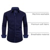 image:imageMens Dress Shirt Long Sleeve Wrinkle Free Button Down Shirt Business Casual  No Iron Contrast Color Collar Cuffs Formal Casual Versatile Graduation Office Party Regular Fit Breathable No FadingNavy