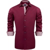 image:imageMens Dress Shirt Long Sleeve Wrinkle Free Button Down Shirt Business Casual  No Iron Contrast Color Collar Cuffs Formal Casual Versatile Graduation Office Party Regular Fit Breathable No FadingWine Red