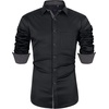 image:imageMens Dress Shirt Long Sleeve Wrinkle Free Button Down Shirt Business Casual  No Iron Contrast Color Collar Cuffs Formal Casual Versatile Graduation Office Party Regular Fit Breathable No FadingBlack