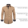 image:imageMens Dress Shirt Long Sleeve Wrinkle Free Button Down Shirt Business Casual  No Iron Contrast Color Collar Cuffs Formal Casual Versatile Graduation Office Party Regular Fit Breathable No FadingCamel
