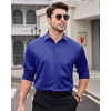 image:imageMens Dress Shirt Long Sleeve Wrinkle Free Button Down Shirt Business Casual  No Iron Contrast Color Collar Cuffs Formal Casual Versatile Graduation Office Party Regular Fit Breathable No FadingRoyal Blue