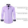 image:imageMens Dress Shirt Long Sleeve Wrinkle Free Button Down Shirt Business Casual  No Iron Contrast Color Collar Cuffs Formal Casual Versatile Graduation Office Party Regular Fit Breathable No FadingLight Purple