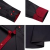 image:imageMens Dress Shirt Long Sleeve Wrinkle Free Button Down Shirt Business Casual  No Iron Contrast Color Collar Cuffs Formal Casual Versatile Graduation Office Party Regular Fit Breathable No FadingBlack Red