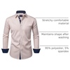 image:imageMens Dress Shirt Long Sleeve Wrinkle Free Button Down Shirt Business Casual  No Iron Contrast Color Collar Cuffs Formal Casual Versatile Graduation Office Party Regular Fit Breathable No FadingTan