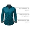 image:imageMens Dress Shirt Long Sleeve Wrinkle Free Button Down Shirt Business Casual  No Iron Contrast Color Collar Cuffs Formal Casual Versatile Graduation Office Party Regular Fit Breathable No FadingPeacock