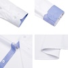 image:imageMens Dress Shirt Long Sleeve Wrinkle Free Button Down Shirt Business Casual  No Iron Contrast Color Collar Cuffs Formal Casual Versatile Graduation Office Party Regular Fit Breathable No FadingWhite Blue