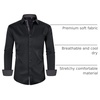 image:imageMens Dress Shirt Long Sleeve Wrinkle Free Button Down Shirt Business Casual  No Iron Contrast Color Collar Cuffs Formal Casual Versatile Graduation Office Party Regular Fit Breathable No FadingBlack