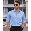 image:imageMens Dress Shirt Long Sleeve Wrinkle Free Button Down Shirt Business Casual  No Iron Contrast Color Collar Cuffs Formal Casual Versatile Graduation Office Party Regular Fit Breathable No FadingBlue