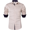 image:imageMens Dress Shirt Long Sleeve Wrinkle Free Button Down Shirt Business Casual  No Iron Contrast Color Collar Cuffs Formal Casual Versatile Graduation Office Party Regular Fit Breathable No FadingTan