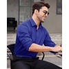 image:imageMens Dress Shirt Long Sleeve Wrinkle Free Button Down Shirt Business Casual  No Iron Contrast Color Collar Cuffs Formal Casual Versatile Graduation Office Party Regular Fit Breathable No FadingRoyal Blue