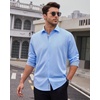 image:imageMens Dress Shirt Long Sleeve Wrinkle Free Button Down Shirt Business Casual  No Iron Contrast Color Collar Cuffs Formal Casual Versatile Graduation Office Party Regular Fit Breathable No FadingBlue