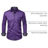 image:imageMens Dress Shirt Long Sleeve Wrinkle Free Button Down Shirt Business Casual  No Iron Contrast Color Collar Cuffs Formal Casual Versatile Graduation Office Party Regular Fit Breathable No FadingPurple