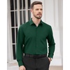 image:imageMens Dress Shirts Long Sleeve Wrinkle Free Business Button Down Shirt  Regular Fit Adjustable Cuffs Spread collar SkinFriendly Casual Easy Care Regular Fit for Wedding Vacation Work OfficeGreen