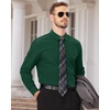 image:imageMens Dress Shirts Long Sleeve Wrinkle Free Business Button Down Shirt  Regular Fit Adjustable Cuffs Spread collar SkinFriendly Casual Easy Care Regular Fit for Wedding Vacation Work OfficeGreen