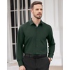 image:imageMens Dress Shirts Long Sleeve Wrinkle Free Business Button Down Shirt  Regular Fit Adjustable Cuffs Spread collar SkinFriendly Casual Easy Care Regular Fit for Wedding Vacation Work OfficeDark Green