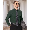image:imageMens Dress Shirts Long Sleeve Wrinkle Free Business Button Down Shirt  Regular Fit Adjustable Cuffs Spread collar SkinFriendly Casual Easy Care Regular Fit for Wedding Vacation Work OfficeDark Green