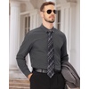 image:imageMens Dress Shirts Long Sleeve Wrinkle Free Business Button Down Shirt  Regular Fit Adjustable Cuffs Spread collar SkinFriendly Casual Easy Care Regular Fit for Wedding Vacation Work OfficeDark Grey