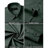 image:imageMens Dress Shirts Long Sleeve Wrinkle Free Business Button Down Shirt  Regular Fit Adjustable Cuffs Spread collar SkinFriendly Casual Easy Care Regular Fit for Wedding Vacation Work OfficeDark Green