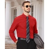 image:imageMens Dress Shirts Long Sleeve Wrinkle Free Business Button Down Shirt  Regular Fit Adjustable Cuffs Spread collar SkinFriendly Casual Easy Care Regular Fit for Wedding Vacation Work OfficeRed